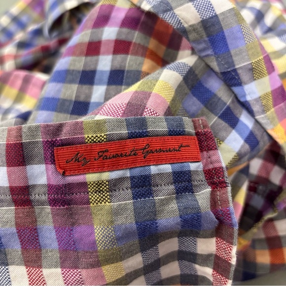 Visconti Black Men's Large Dress Shirt Plaid Check Colorful Multicolor BUTTONS - Picture 8 of 10